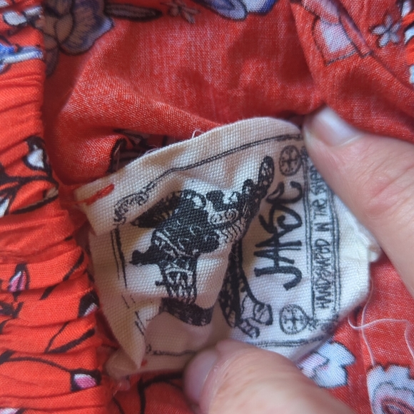 JAASE Off Shoulder Orange Floral Flowing Top Small - Picture 3 of 5